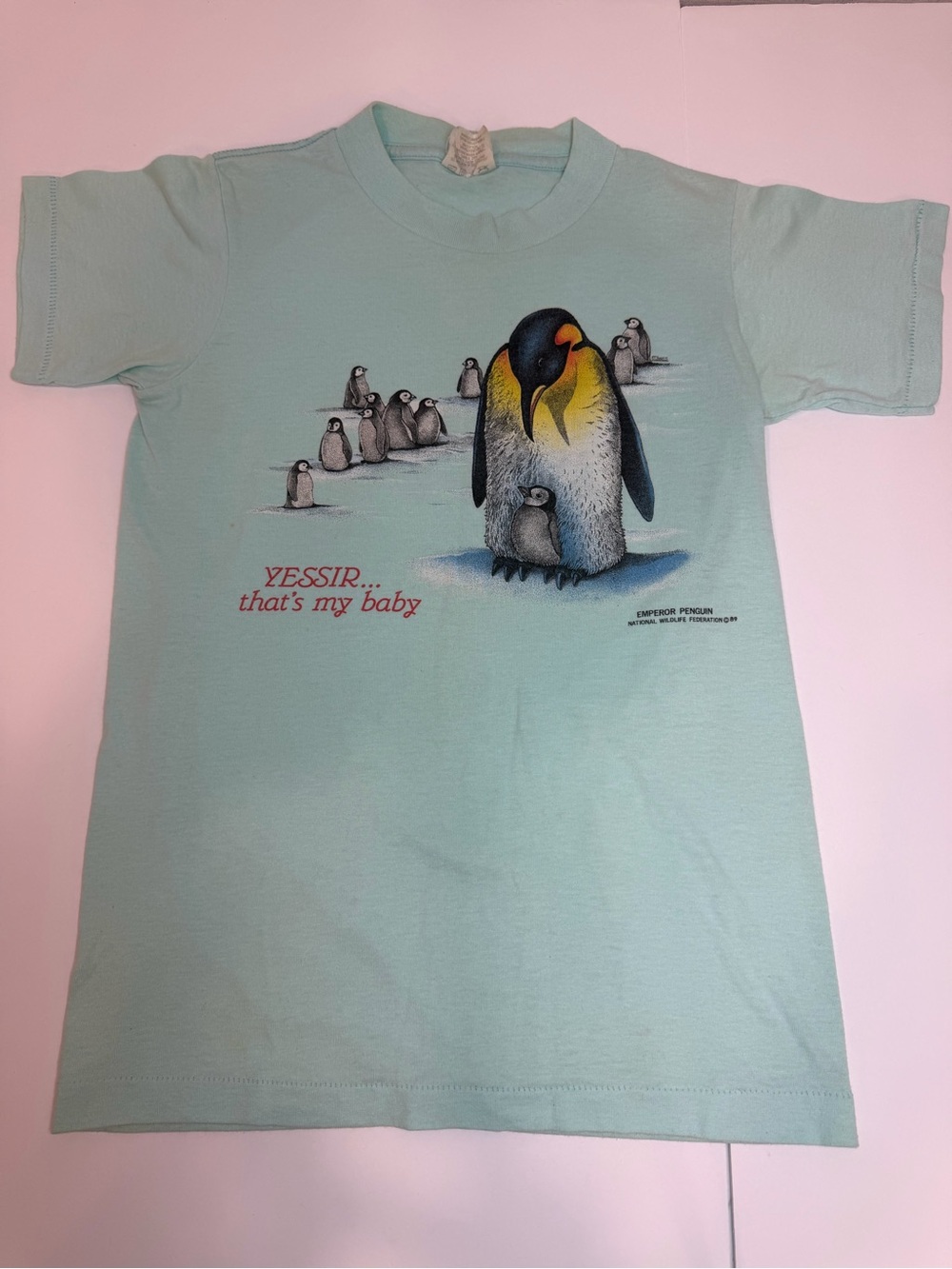 Vintage 1989 NWF Emperor Penguin T Shirt Yessir That’s My Baby USA Single Stitch